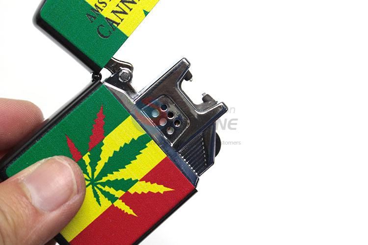 Wholesale Amsterdam Cannabis Printed Stainless Iron Lighters for Sale