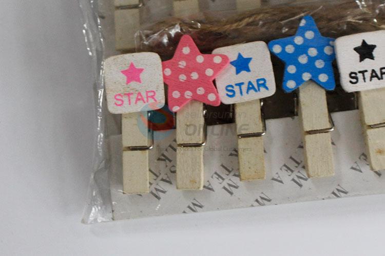 Factory Supply Office Accessories Cute Mini Star Shaped Wooden Clips Memo Clip