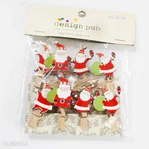 Photo Paper Clothing Craft Clips Party Santa Claus Shaped Clip with Hemp Rope