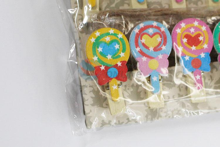 High Quality Mini Color Lollipop Wooden Clips for Photo Clips