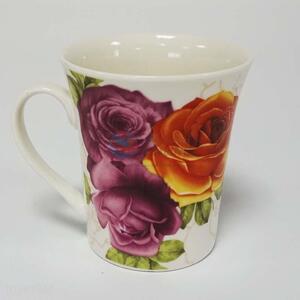 High quality low price flower printing ceramic cup