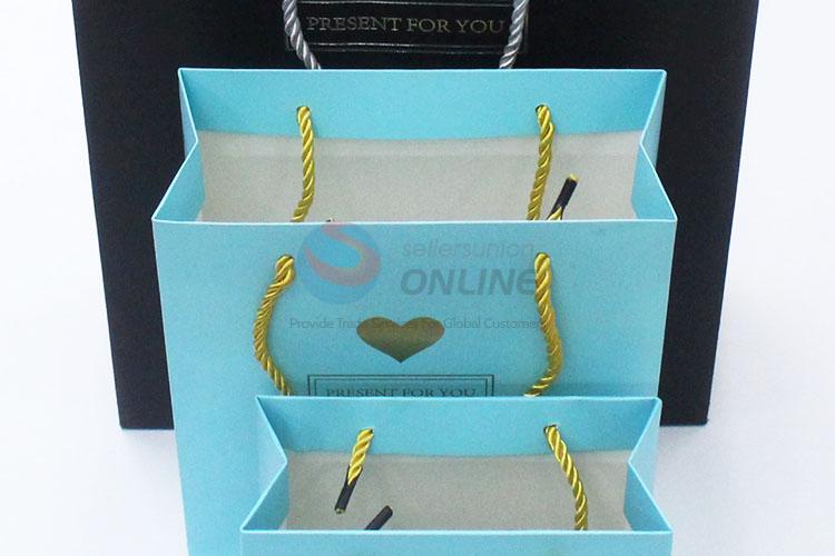 Promotional high quality 3pcs blue/black gift bags