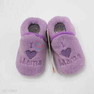 Lovely purple Coral fleece baby shoes