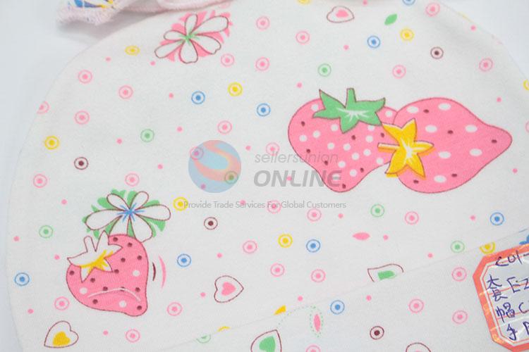 Reasonable Price strawberry pattern cotton newborn baby hats&gloves