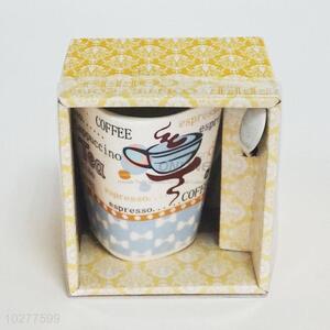 Simple Style Coffee Cup Ceramic Cup with Spoon