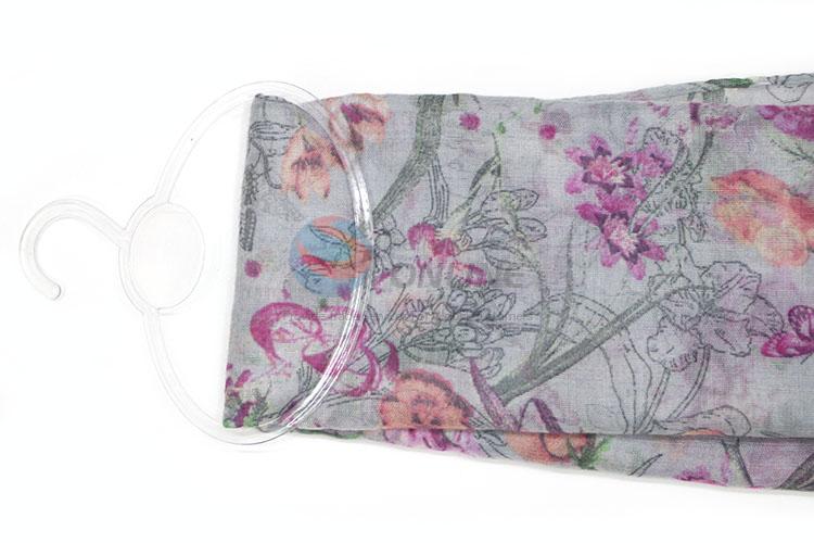 Factory Supply Purple Flower Pattern TR Cotton Scarf for Women