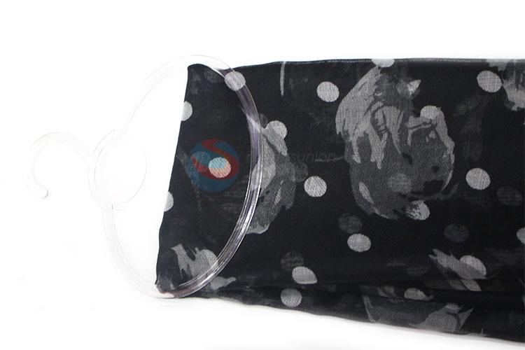 Best Selling Dot Pattern Black Voile Scarf for Women