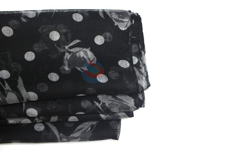 Best Selling Dot Pattern Black Staple Rayon Scarf for Women