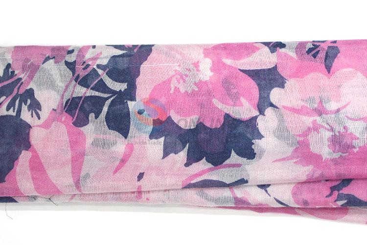 Promotional Flower Pattern TR Cotton Scarf for Women