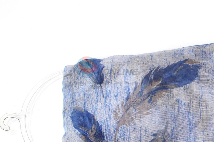 Promotional Feather Pattern Staple Rayon Scarf for Women