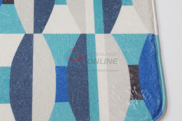 Popular Style Blue and White Oval Pattern Door Flannel Bathroom Mats