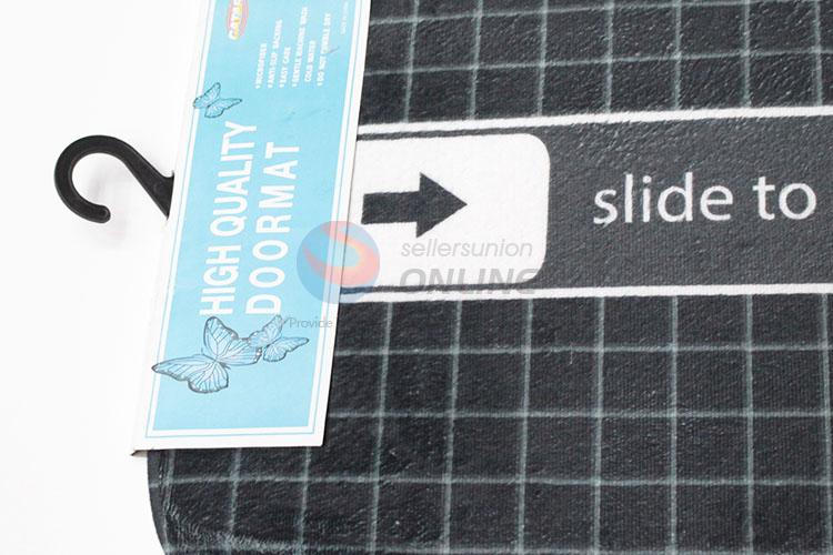 Black Color Slide to Unlock the Door Printed Carpet Flannel Door Mat