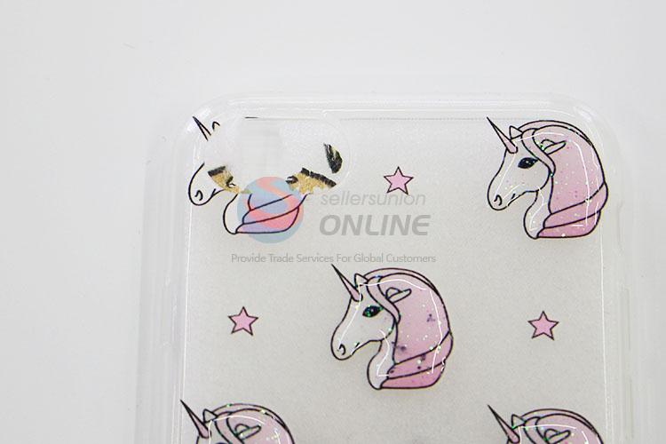 Pink Color Cartoon Unicorn Pattern Silicone Mobile Phone Shell for iphone