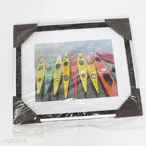 Wholesale Supplies Canoeing Pattern Black Frame Painting Crafts for Wall Decoration