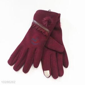 Low price high quality red women glove