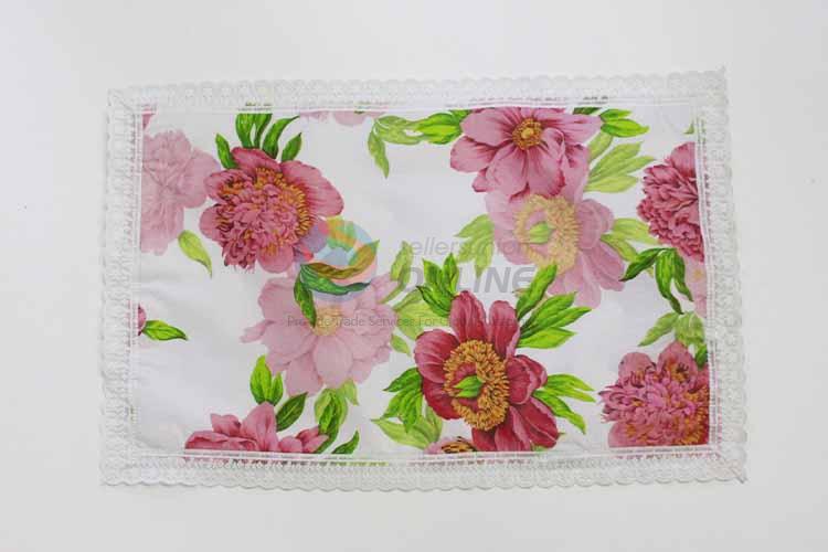 Wholesale Pink Flower Pattern Easy Clean Table Mat/Placemat for Restaurants