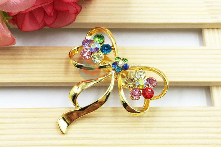 Bowknot Shaped Beautiful Women Rhinestone Brooch/Breastpin