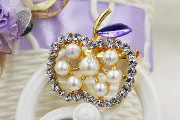 Apple Shaped Rhinestone Breastpins for Evening Dress