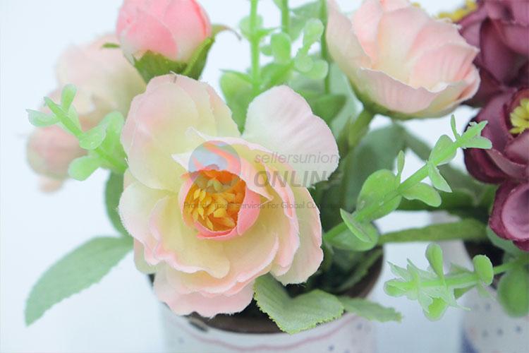 Top selling cup shaped flowerpot artificial tea rose