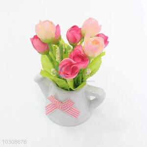 Hot sale watering can shaped flowerpot artificial flower