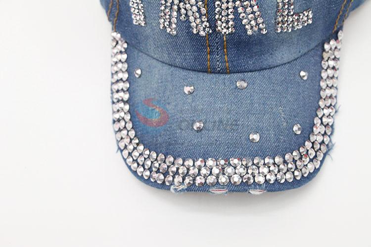 Fashion Rhinestone Denim Hat Summer Caps