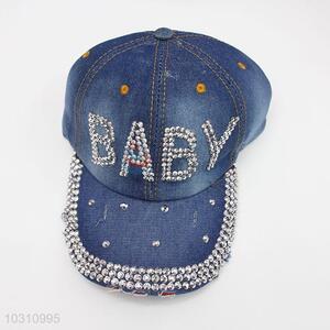 Fashion Baby Letter New Rhinestone Denim Hat Caps