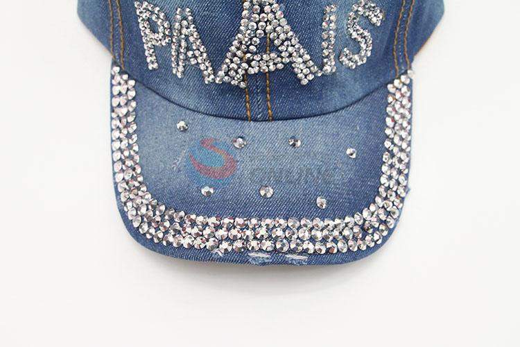 New Fashion Rhinestone Blue Denim Hat Caps