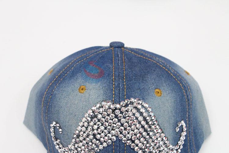 New Fashion Moustache Design Rhinestone Denim Hat Caps