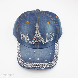 New Fashion Rhinestone Blue Denim Hat Caps