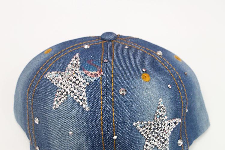 Star Design Fashion Rhinestone Blue Color Denim Hat Caps