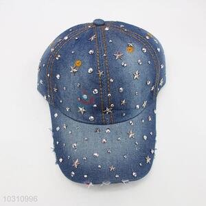 Fashion Star Rivet Rhinestone Denim Hat Caps