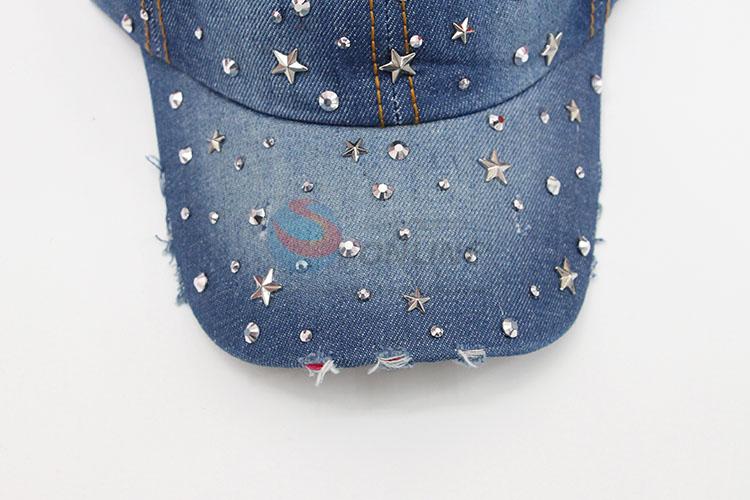 Fashion Star Rivet Rhinestone Denim Hat Caps