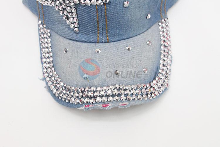 Fashion Star Pattern New Rhinestone Denim Hat Caps