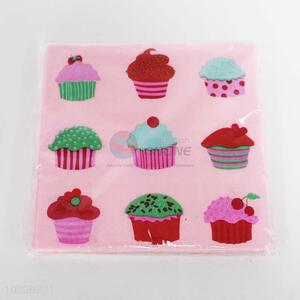 Lovely cake pattern pink paper napkin