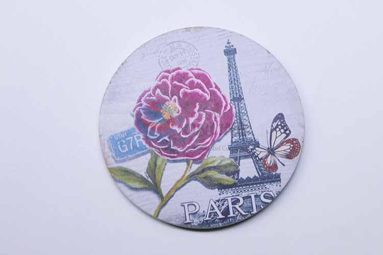 Purple Flower Pattern Round Cup Mat/Cup Coaster