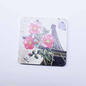 Red Flower Pattern Square Cup Mat/Cup Coaster