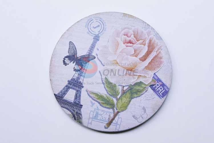 Yellow Flower Pattern Round Cup Mat/Cup Coaster