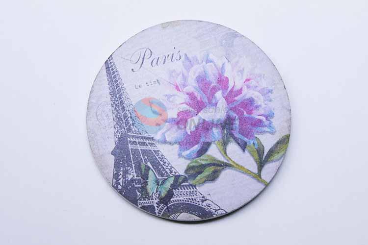 Purple Flower Pattern Round Cup Mat/Cup Coaster