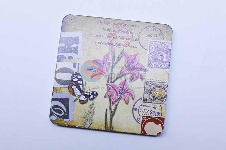 Pink Flower Pattern Square Cup Mat/Cup Coaster