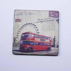 Red Bus Pattern Square Cup Mat/Cup Coaster