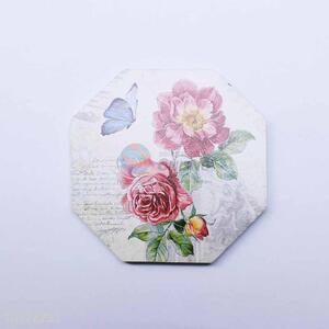 Flower Pattern Octagon Shaped Cup Mat/Cup Coaster