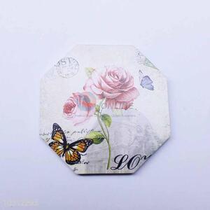 Flower Pattern Octagon Shaped Cup Mat/Cup Coaster