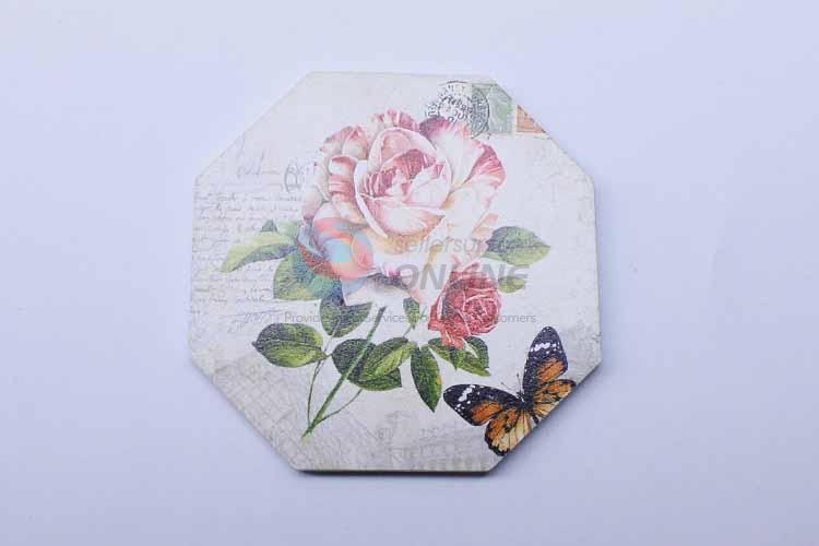 Flower Pattern Octagon Shaped Cup Mat/Cup Coaster