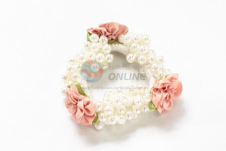 High quality promotional flower&pearl hair ring