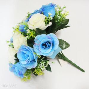 24 Heads Fake Blue Rose for Wedding Home Decor Accessories