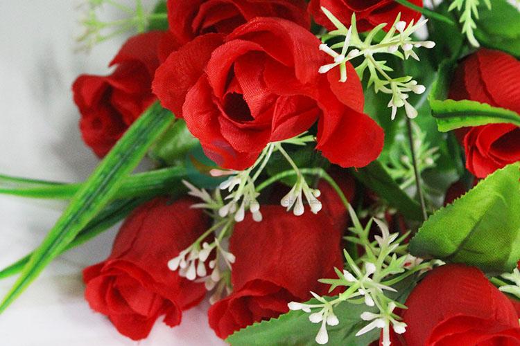 12 Heads Artificial Red Rose Decorative Valentine's day Fake Flowers