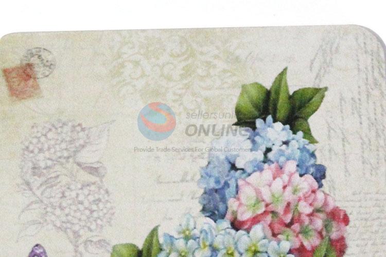 Fashion Design Square Flower Pattern Cup Mat