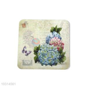 Fashion Design Square Flower Pattern Cup Mat