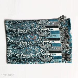 Blue Color 100% Cotton Jacquard Scarf