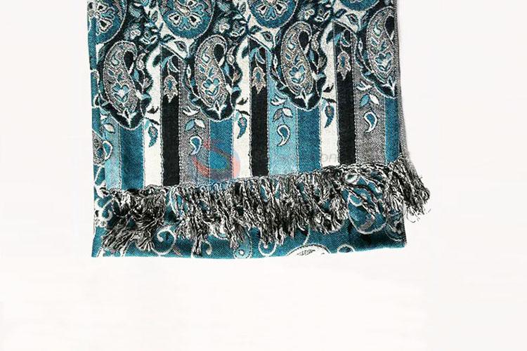 Blue Color 100% Cotton Jacquard Scarf